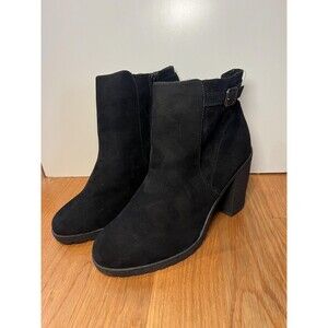 Lane Bryant Boots Womens Size 11W Black Ankle Booties Block Heel Side Zip Buckle
